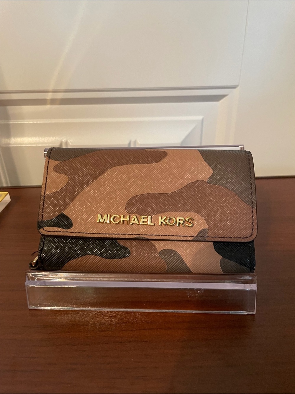 Michael Kors Camouflage Compact Trifold Wallet Saffiano Leather